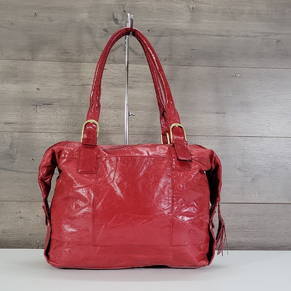 Latico NJ for Anthropologie Red Leather Laptop Tote Bag